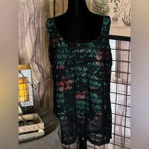 NWOT Boutique Black and Muti One Piece Swimsuit. Size 3X